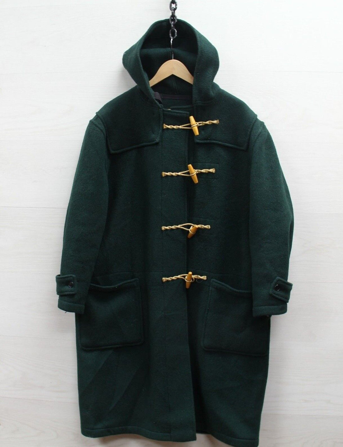 Vintage Gloverall Wool Duffle Coat Jacket Size Large Forest Green