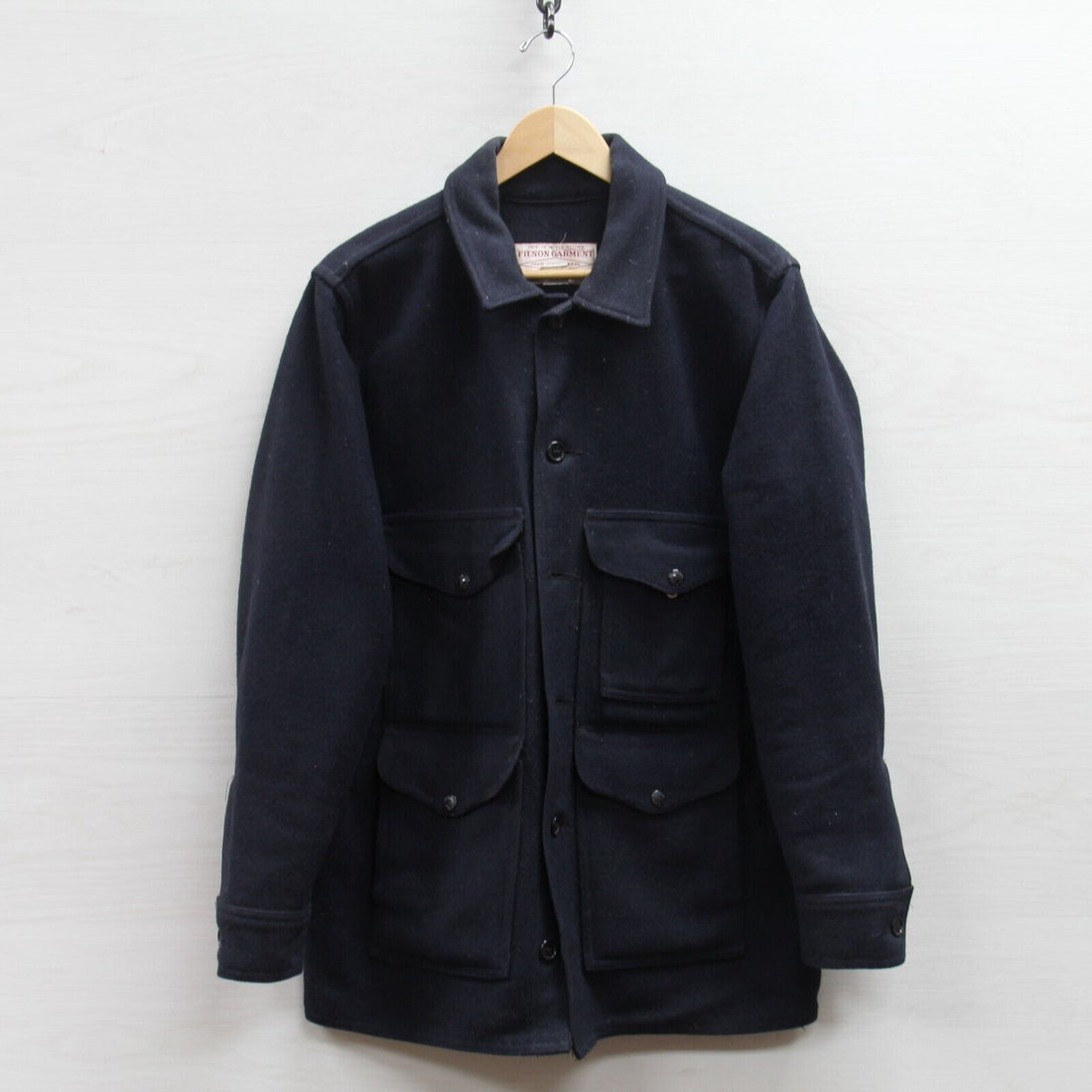 Vintage CC Filson Garment Wool Overcoat Jacket Size 40 Black Made USA