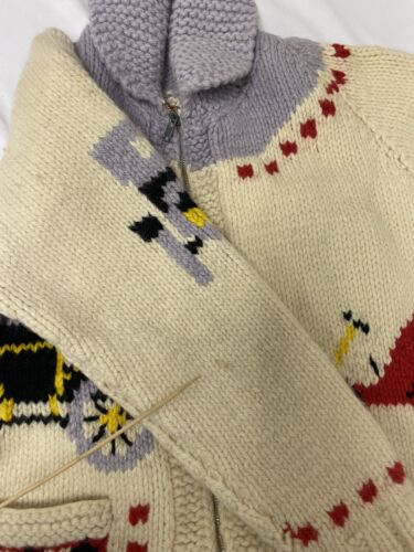 Vintage Wagon Car Wool Knit Cowichan Cardigan Sweater Size Small Flash Zip