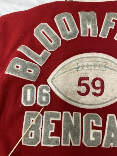 Bloomfield Bengals Football Leather Wool Varsity Jacket Size XL Red