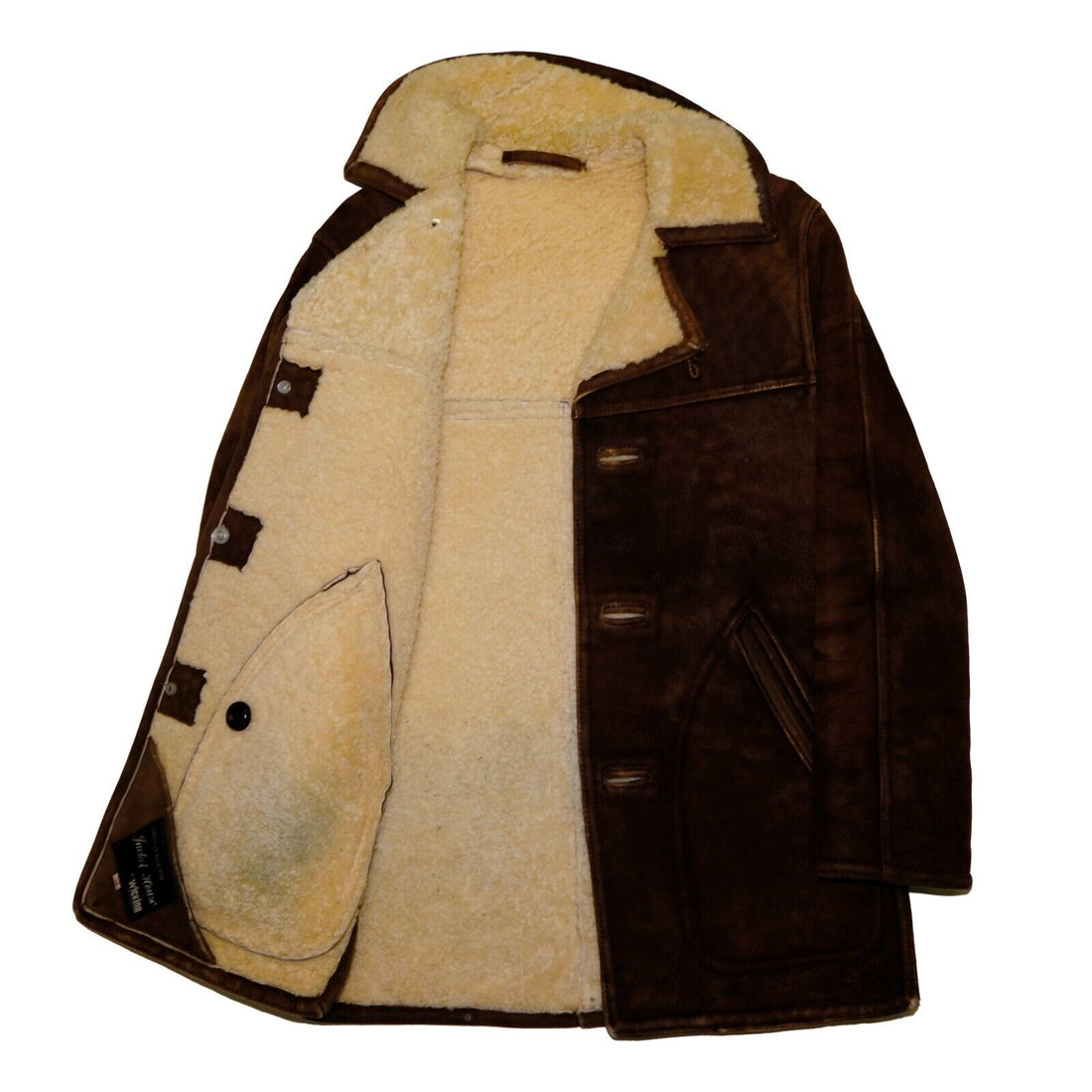 Vintage Jacket House Leather Coat Jacket Size 34 Brown Sherpa Lined