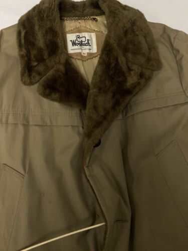 Vintage Woolrich Parka Coat Jacket Size 44 Beige Sherpa Lined 70s