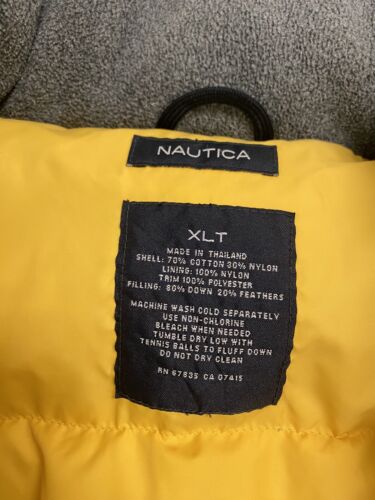 Vintage Nautica Puffer Parka Jacket Size XL Tall Navy Blue Down Insulated