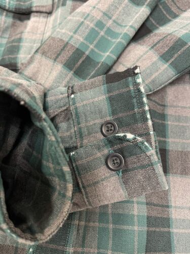 Vintage LL Bean Chamois Cloth Shirt Size Medium Tall Green Tartan