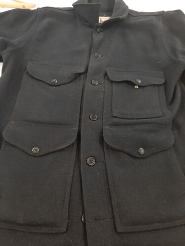 Vintage CC Filson Garment Wool Overcoat Jacket Size 40 Black Made USA