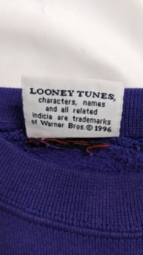 Vintage Looney Tunes Tweety Daffy Sweatshirt Crewneck Size XL Purple 1996 90s