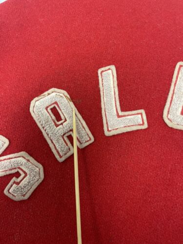Vintage ST Mary DCVI Wolves Leather Wool Varsity Jacket Size 2XL Red