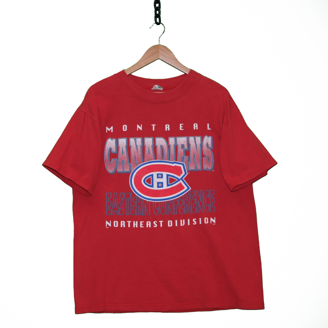 Vintage Montreal Canadiens T-Shirt Size Large Red 90s NHL