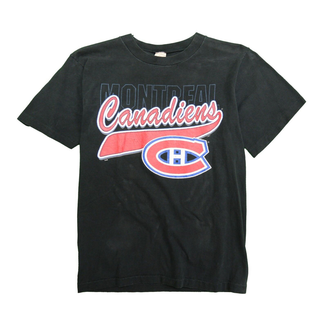 Vintage Montreal Canadiens T-Shirt Size Small Black 90s NHL Single Stitch