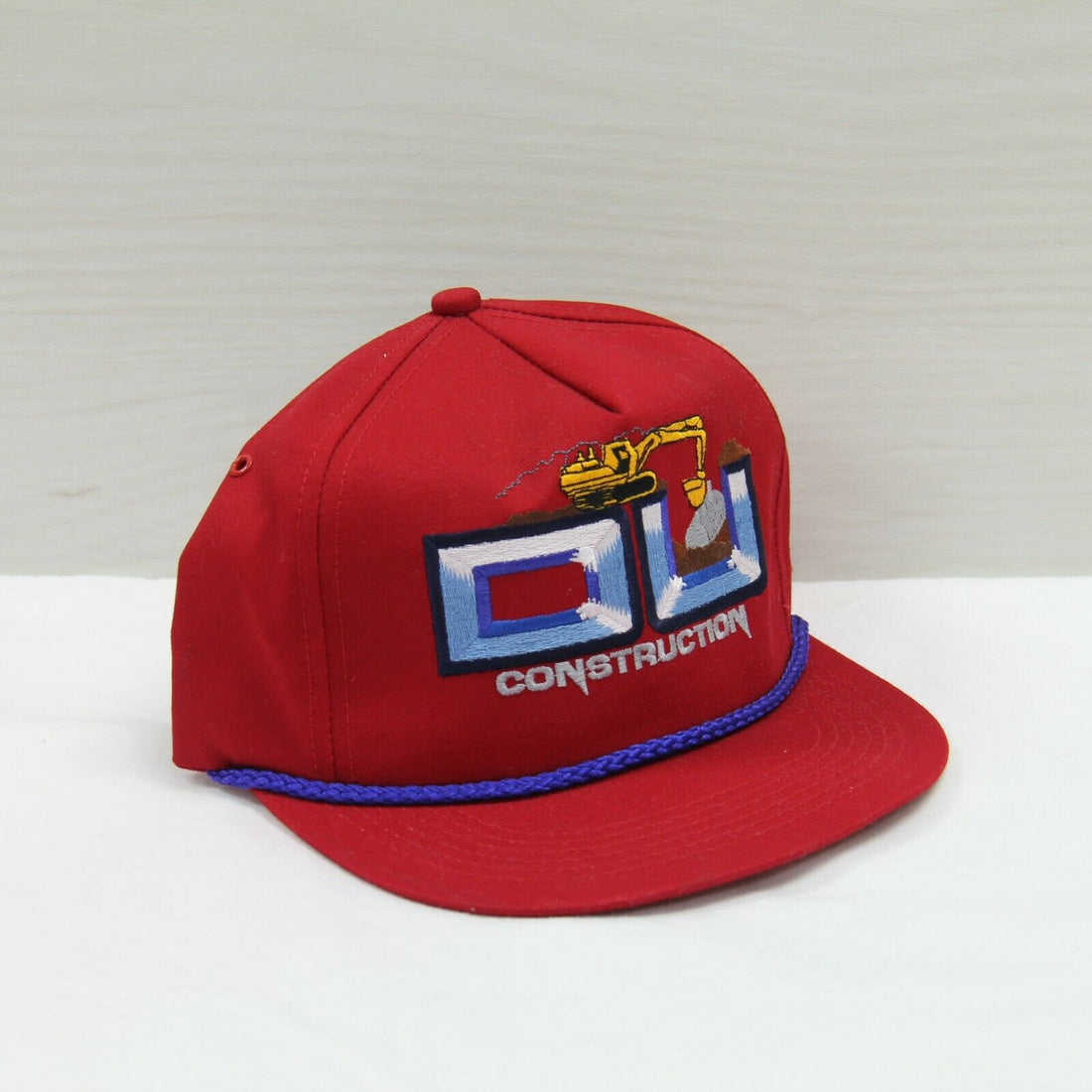 Vintage DU Construction Snapback Hat Cap OSFA Red Made USA