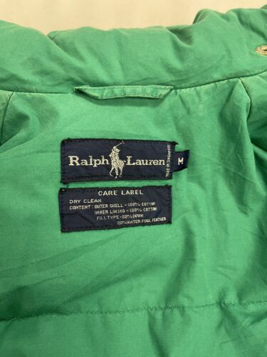 Vintage Ralph Lauren Puffer Jacket Size Medium 90s Green Down Insulated