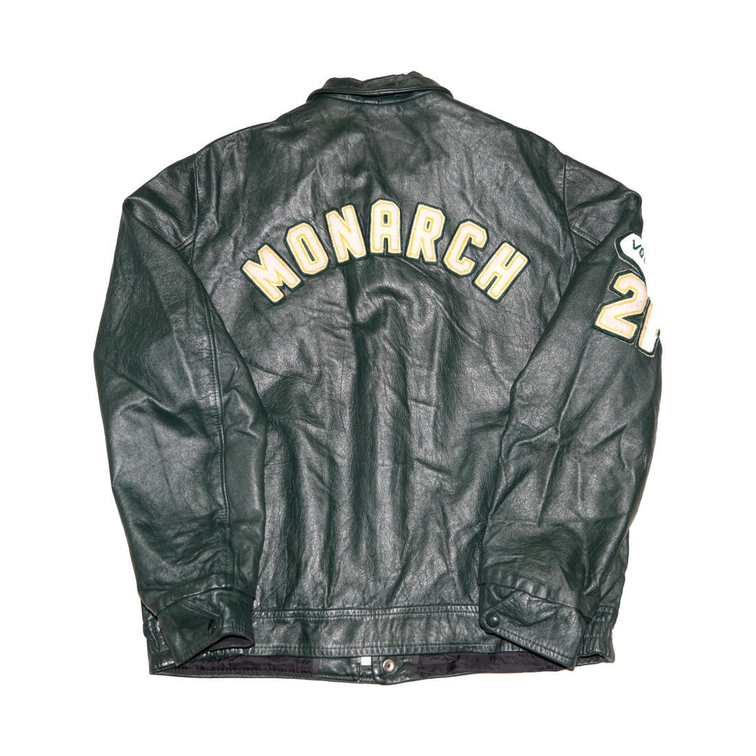 Vintage Monarch Park Volleyball Leather Varsity Jacket Size 44 Green