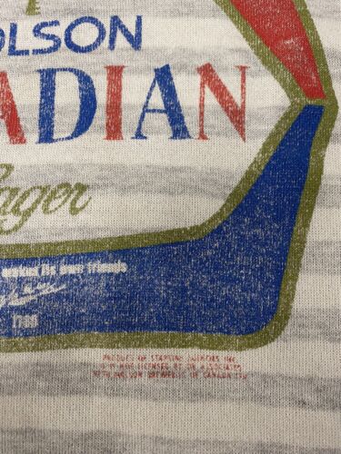 Vintage Molson Canadian Lager Sweatshirt Crewneck Size Medium Striped Beer