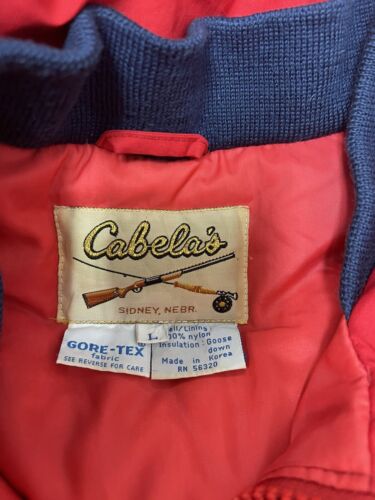 Vintage Cabelas Puffer Jacket Size Large Red Down Insulated Goretex