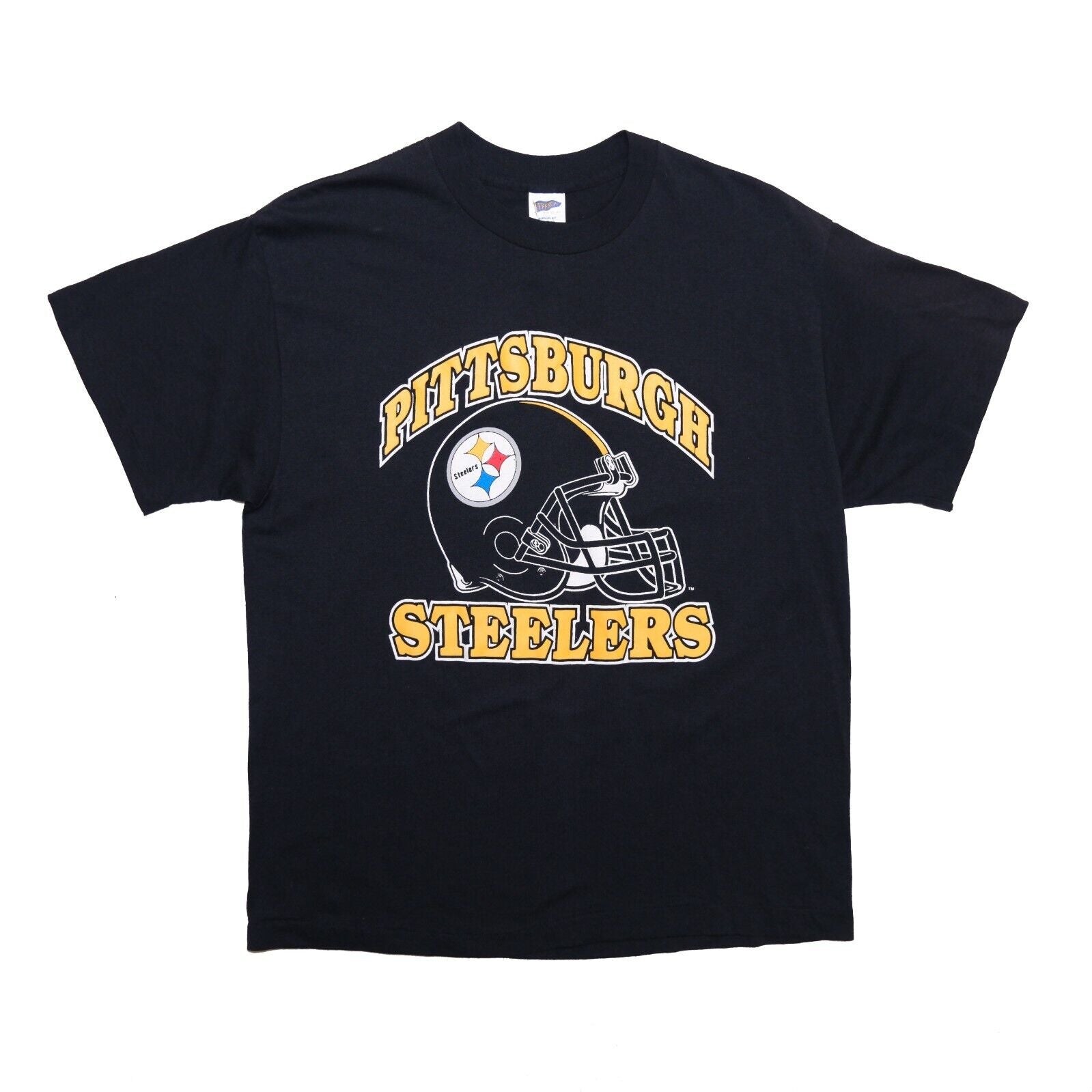 Vintage Pittsburgh Steelers Helmet T-Shirt Size XL Black 80s 90s