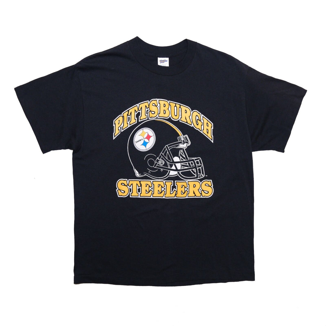 Vintage Pittsburgh Steelers Helmet T-Shirt Size XL Black 80s 90s NFL