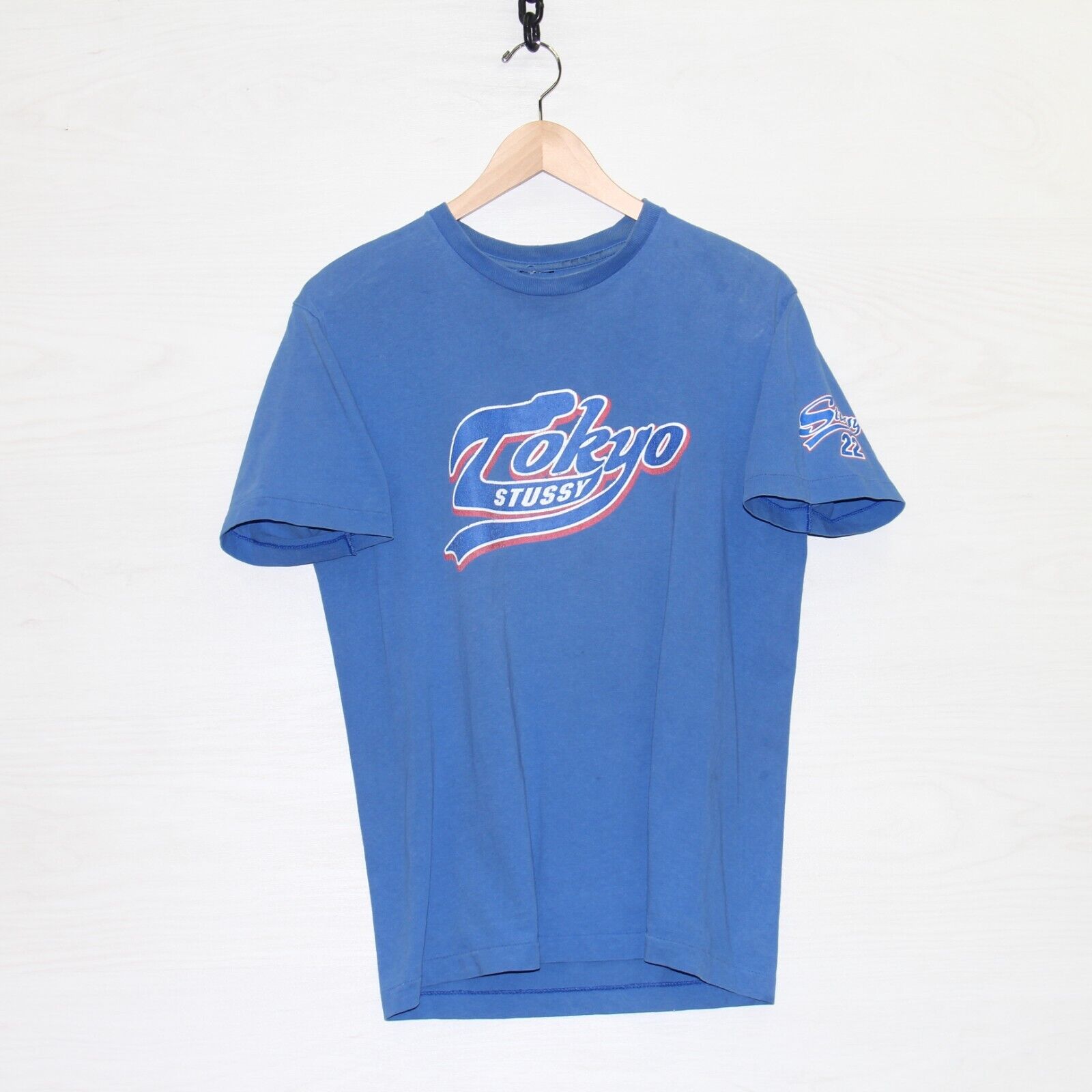 Vintage Tokyo Stussy Script T-Shirt Size Medium Blue 90s