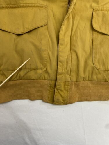 Vintage Nautica Canvas Bomber Jacket Size XL Tan Leather Collar