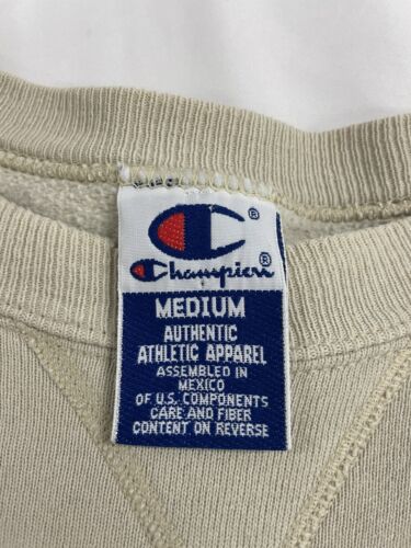 Vintage Champion Sweatshirt Crewneck Medium Bone White Embroidered Spell Out