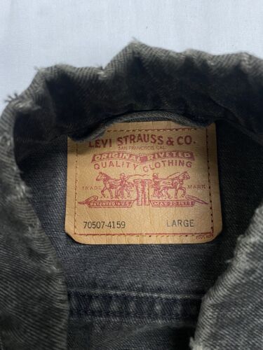 Vintage Levi Strauss & Co Denim Jean Trucker Jacket Large USA Flag 70507-  4159