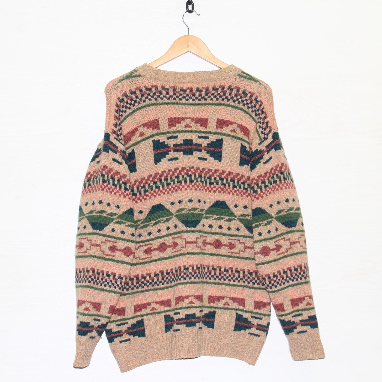 Vintage Marlboro Classics Aztec Woolknit Sweater Size 48 Beige