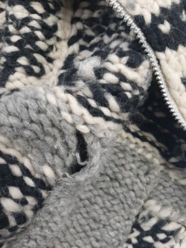 Vintage Snowflake Wool Knit Cowichan Cardigan Sweater Size Large Talon Zip