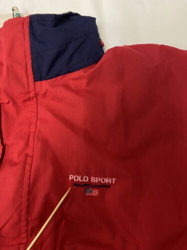 Vintage Polo Sport Ralph Lauren Windbreaker Light Jacket Size Large Red