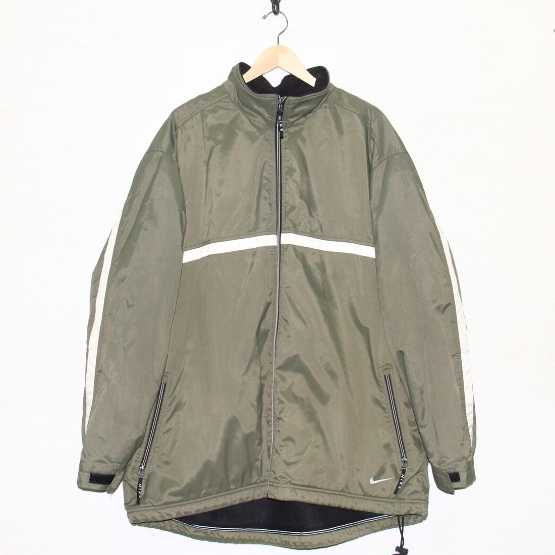 Vintage Nike Light Windbreaker Jacket Size 2XL Olive Green Fleece Lined