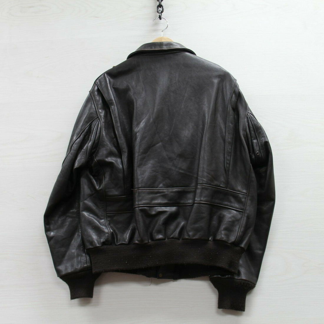 Vintage Schott 184 Leather Flight Bomber Jacket Size 46 Brown Made USA