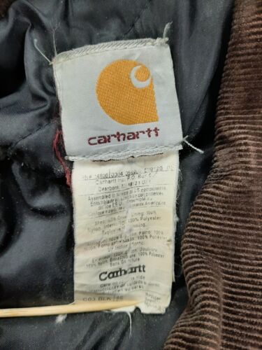 Vintage Carhartt Canvas Arctic Work Jacket Size 50 Black Insulated