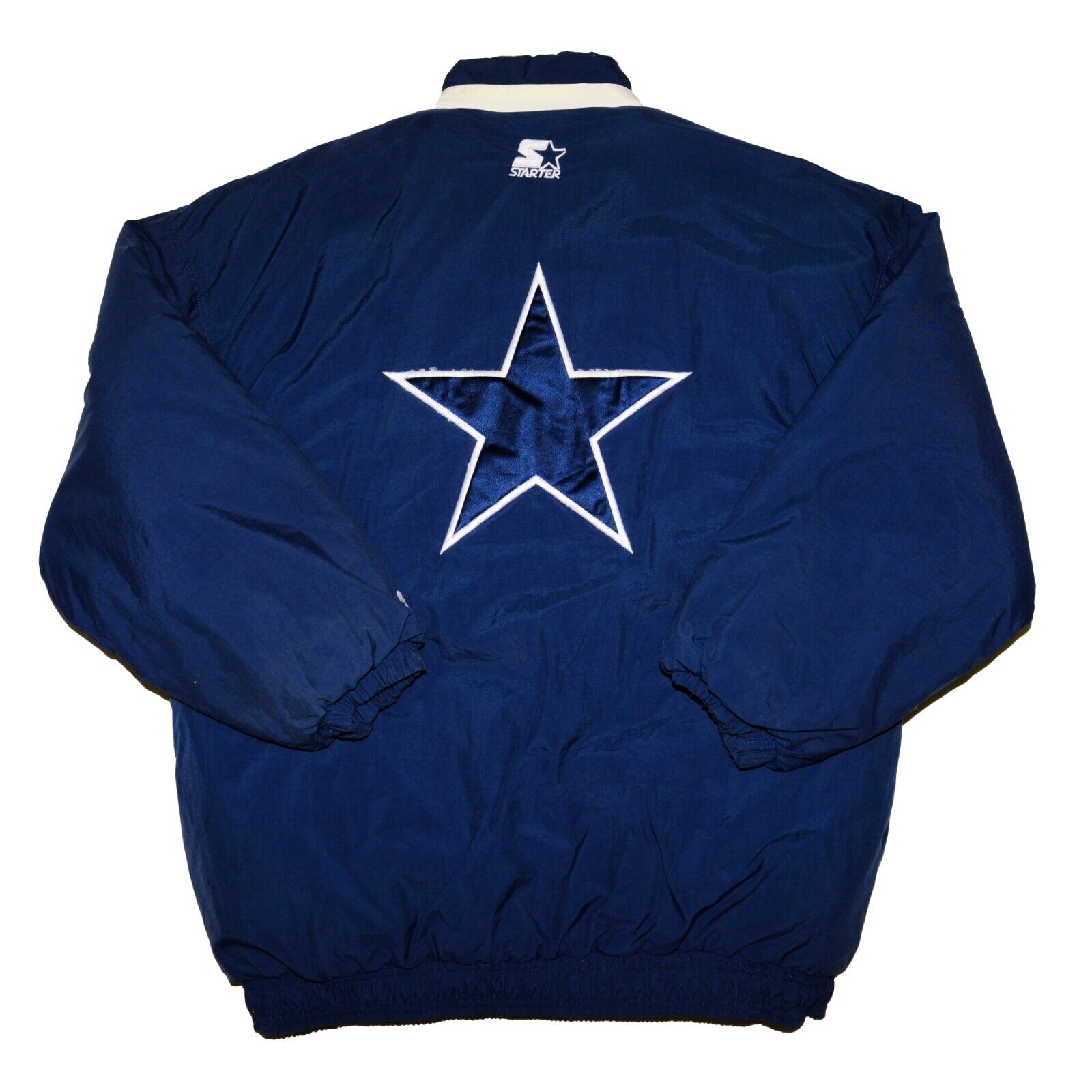 Vintage Dallas Cowboys Starter Puffer Jacket Size Large Blue Insulated 90s  NFL