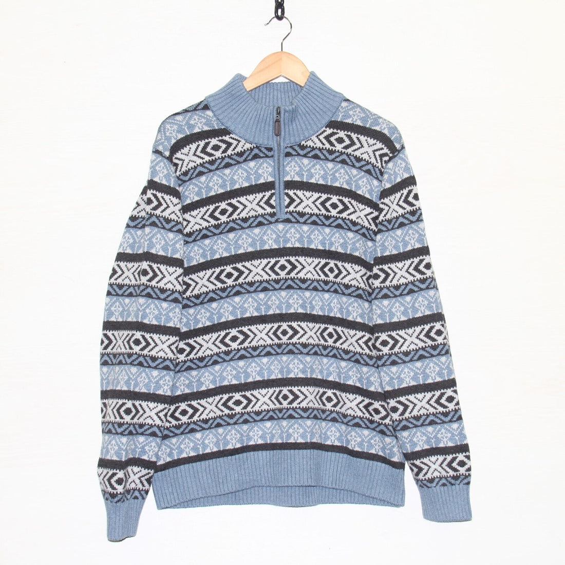 Vintage LL Bean Quarter Zip Sweater Size 2XL Blue 90s