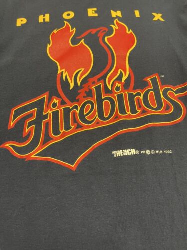 Vintage Phoenix Firebirds Trench T-Shirt Size XL Navy Blue Made USA 1992 90s MLB