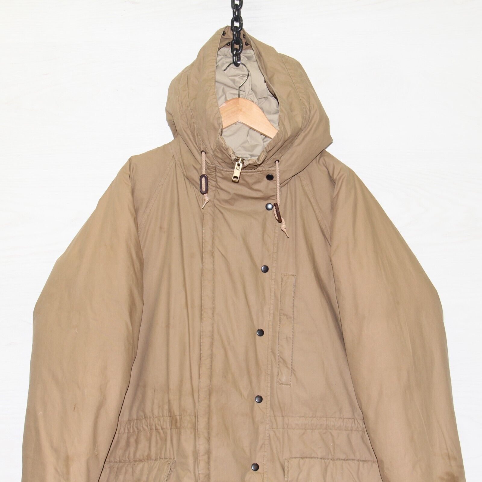 Vintage Polo Ralph Lauren Parka Jacket Size Large Tan Down