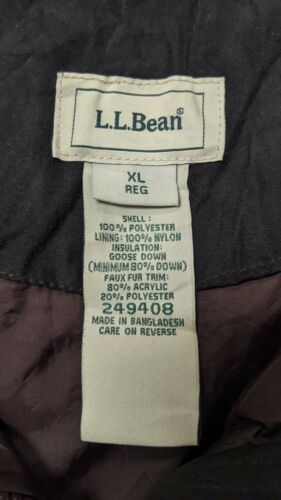 Vintage LL Bean Long Parka Jacket Size XL Brown Goose Down Insulated 90s