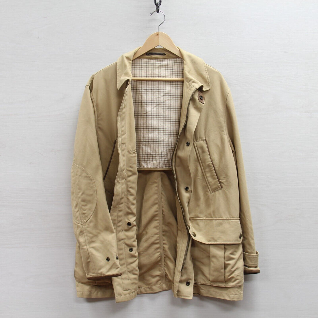Vintage Polo Ralph Lauren Coat Jacket Size Large Beige Tan Cotton Utility Cargo