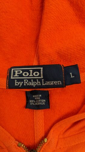 Vintage Polo Ralph Lauren Quarter Zip Sweatshirt Hoodie Size Large Orange 90s