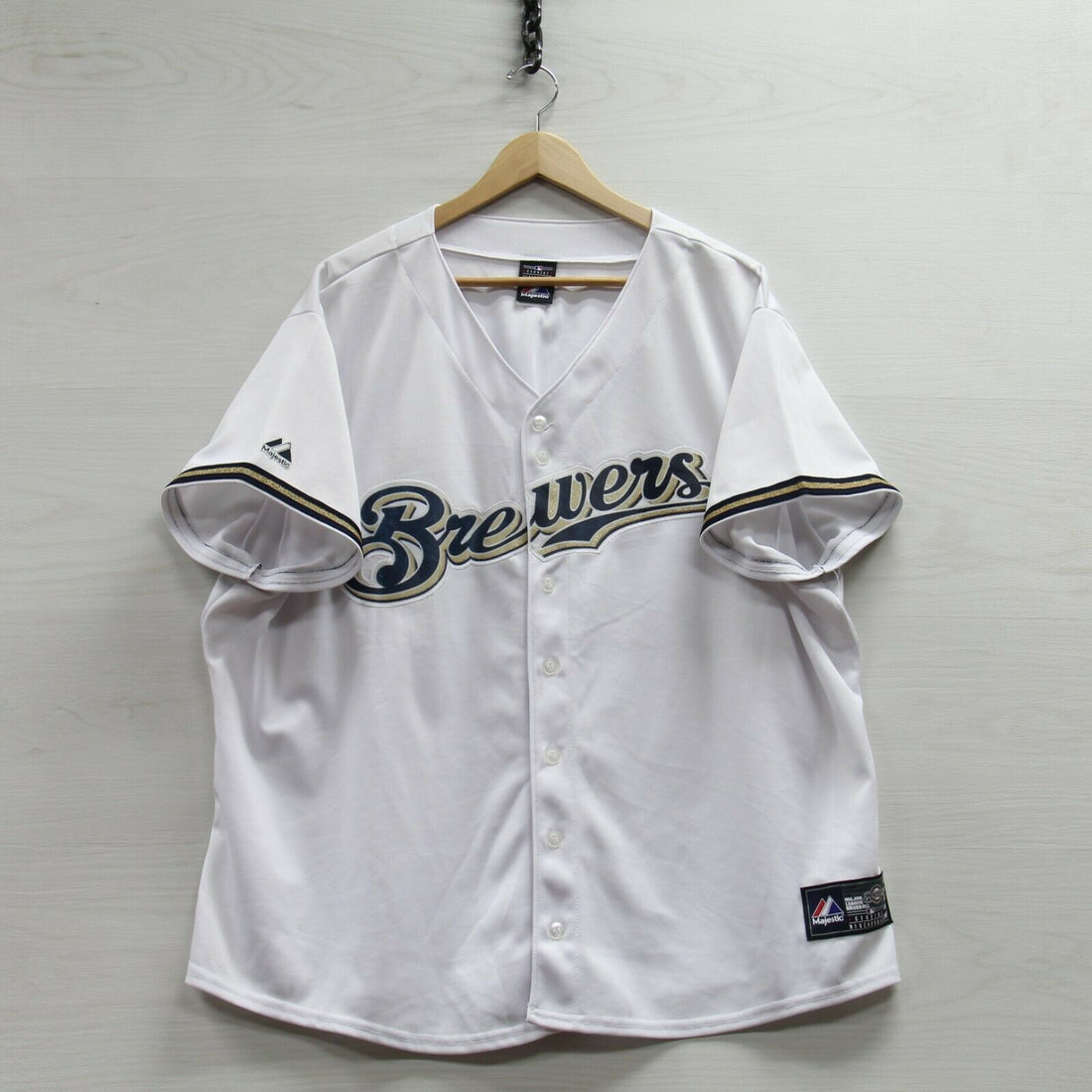 Milwaukee Brewers Majestic Jersey Size 3XL White MLB Sewn Stitched