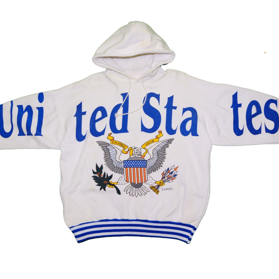Vintage United States Great Seal Sweatshirt Hoodie Size Large Big Spell Out USA