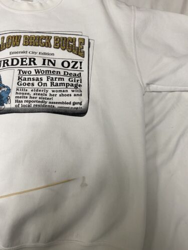 Vintage Wizard of Oz Dorothy Newspaper Parody Sweatshirt Crewneck Size Large 90s