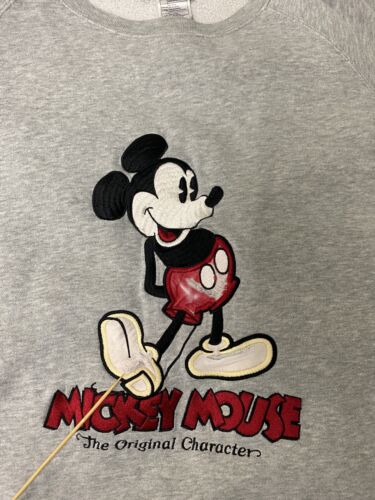 Vintage Mickey Mouse Disney Sweatshirt Crewneck Size 2XL Gray Embroidered