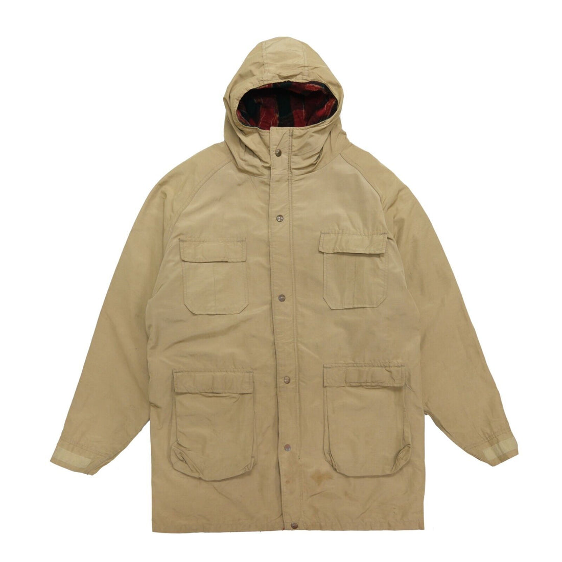 Vintage Woolrich Field Coat Jacket Size XL Beige Wool Lined