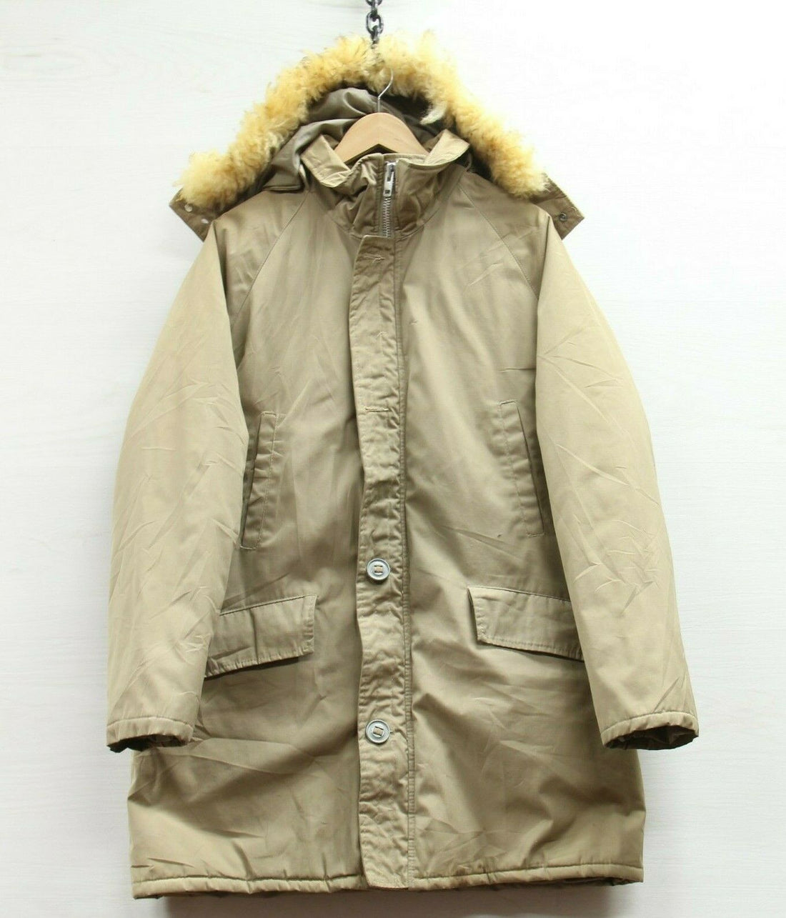 Vintage Sears Parka Puffer Jacket Size 40 Beige Tan Down Insulated Made Canada