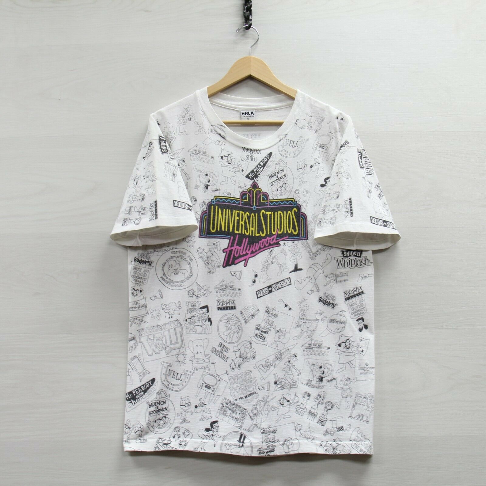 Vintage Universal Studios Rocky Bullwinkle T-Shirt Size XL 90s All