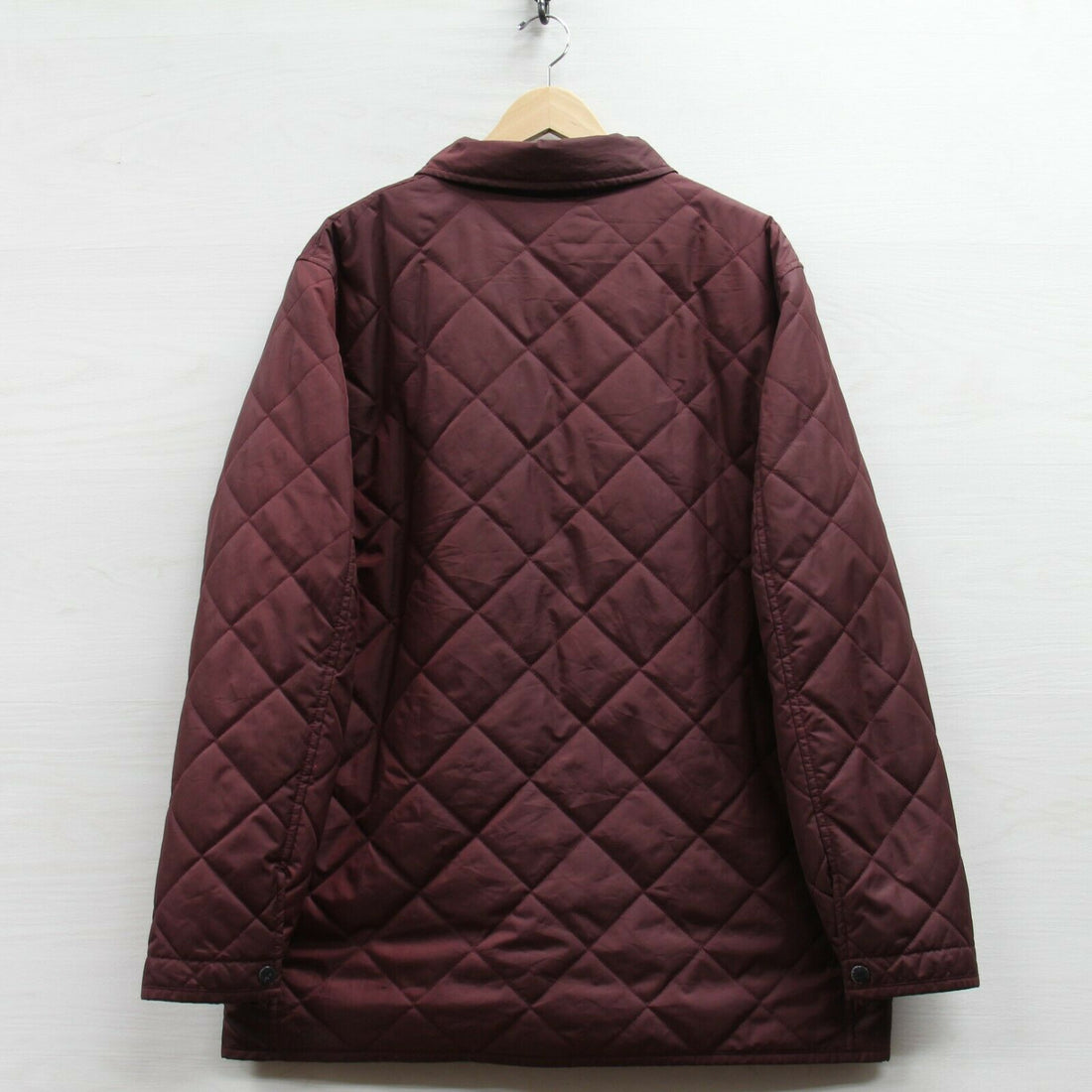 Vintage Polo Ralph Lauren Quilted Coat Jacket Size Large Burgundy Wool Lined