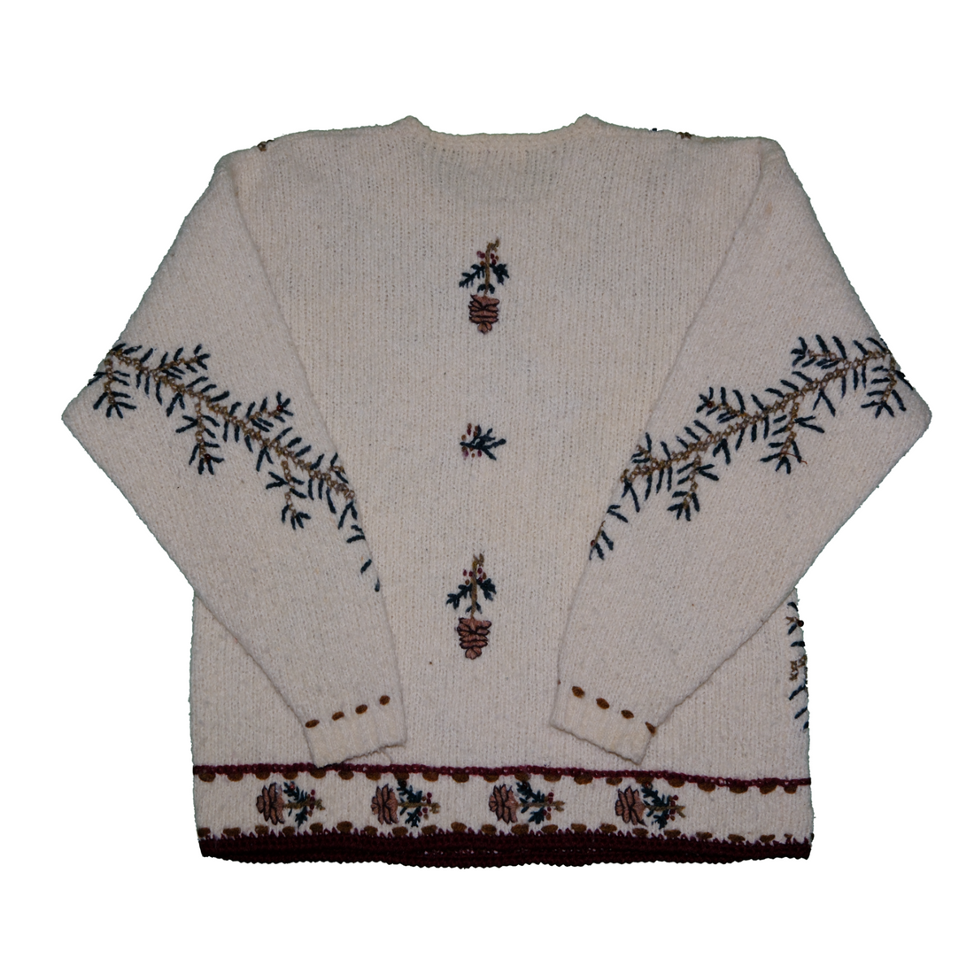 Vintage Christmas Holly Woolrich Wool Knit Crewneck Sweater Size Large