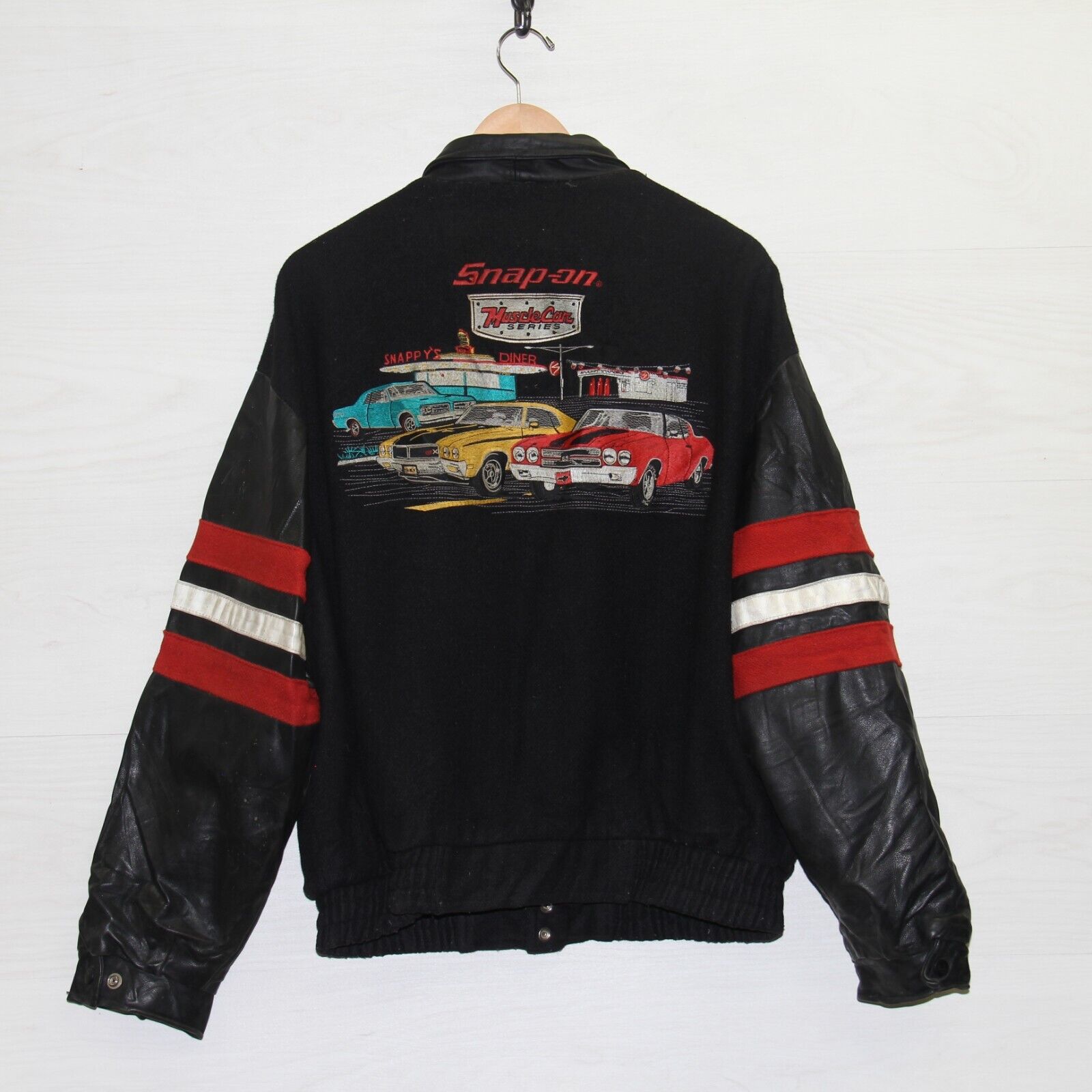 Vintage Choko Motorsport Snap-On Muscle Cars Varsity Leather Wool