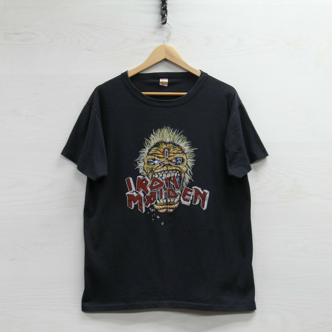 Vintage Iron Maiden T-Shirt Size XL Black 80s 90s Heavy Metal Made Canada
