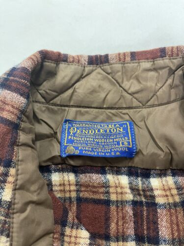 Vintage Pendleton Wool Lodge Button Up Shirt Size Small Brown Tartan Plaid