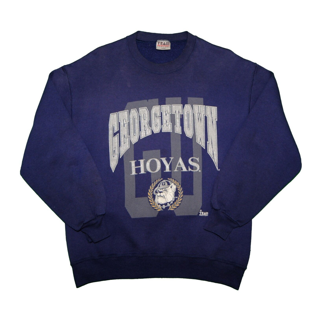 Vintage Georgetown Hoyas Sweatshirt Crewneck Size Large Blue NCAA